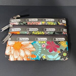 LeSportsac Triple-Zip Pouch Wallet | Multicolor Floral Nylon Organizer